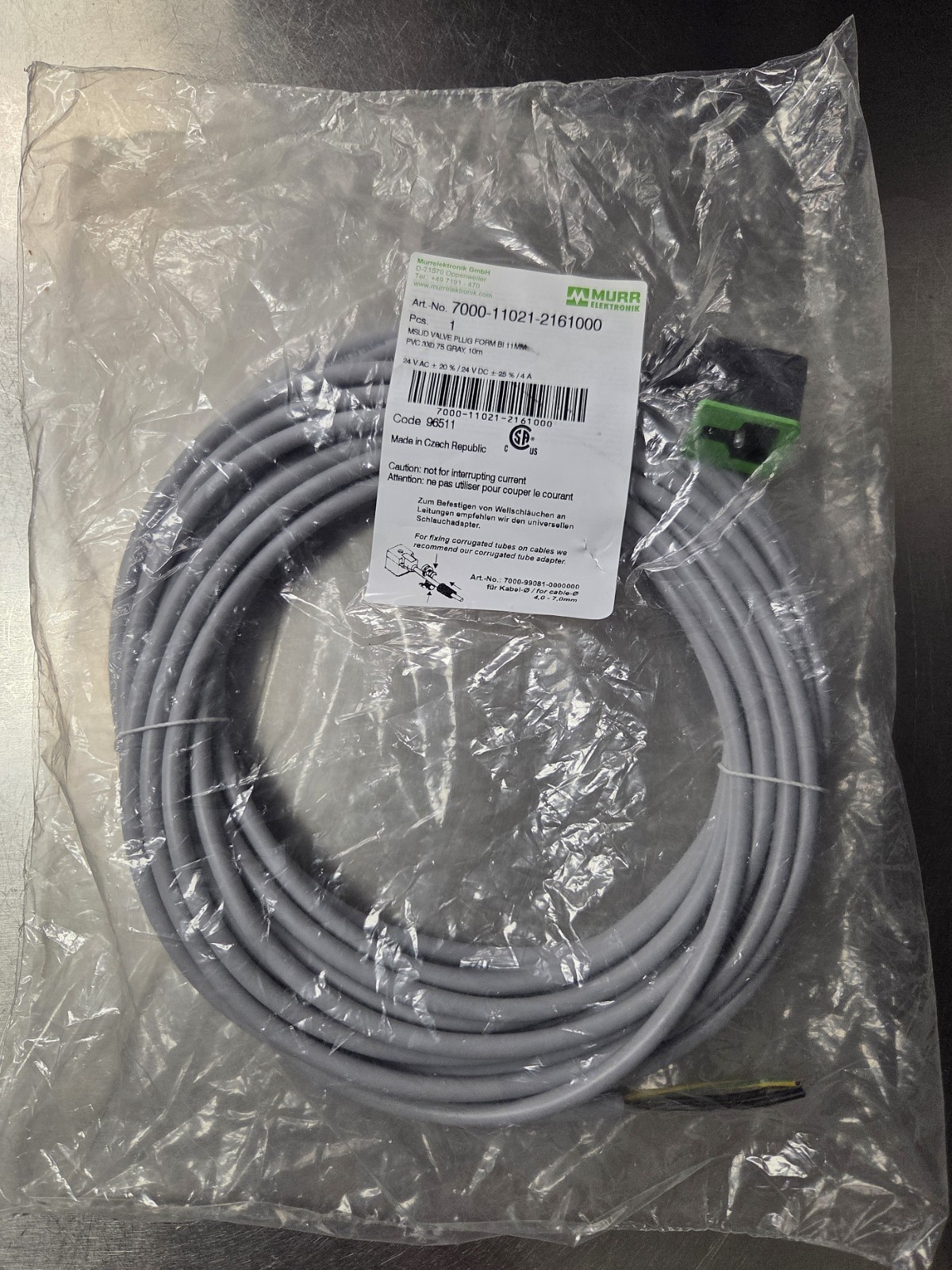 MURR ELEKTRONIK D-71570 Cable – Art. No. 7000-11021-2161000 – 24VAC 4A