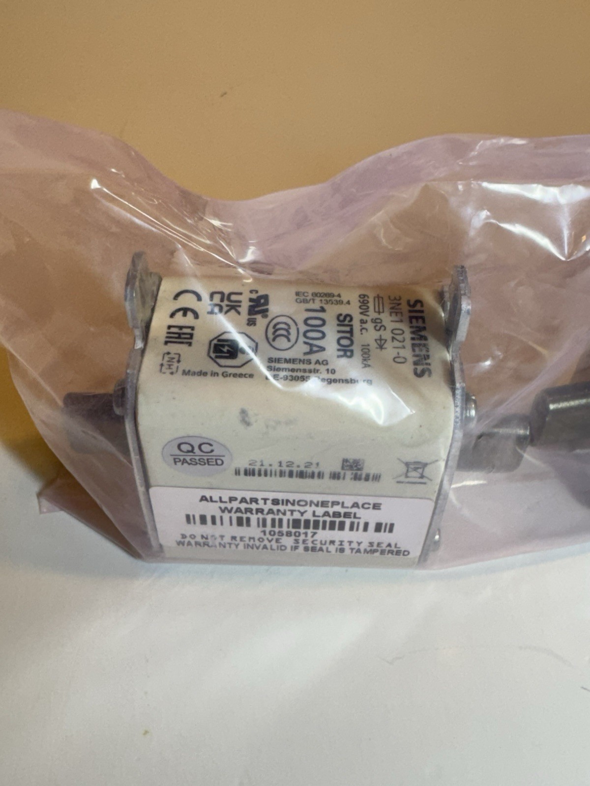 3 Pcs Set SIEMENS 3NE1021-0 690VAC 100A 100ka Sitor 100A PKF OF 3 NSMP
