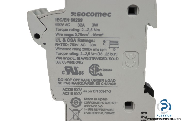 SOCOMEC RM32 10X38 3P FUSE SWITCH DISCONNECTOR_57010018_SOCOMEC RM3210X383P