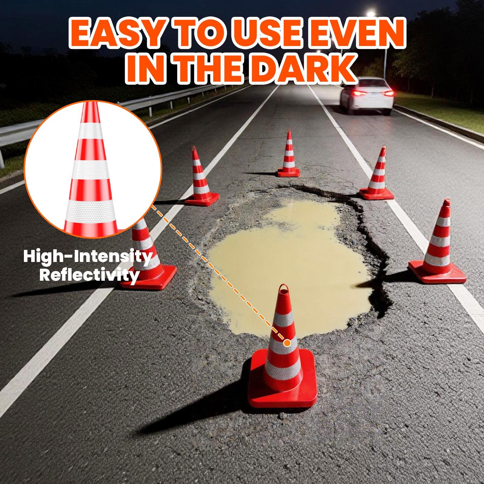 12 PCS 36″ Traffic Cone with Reflective Strips PVC Safety Cones for Road Use