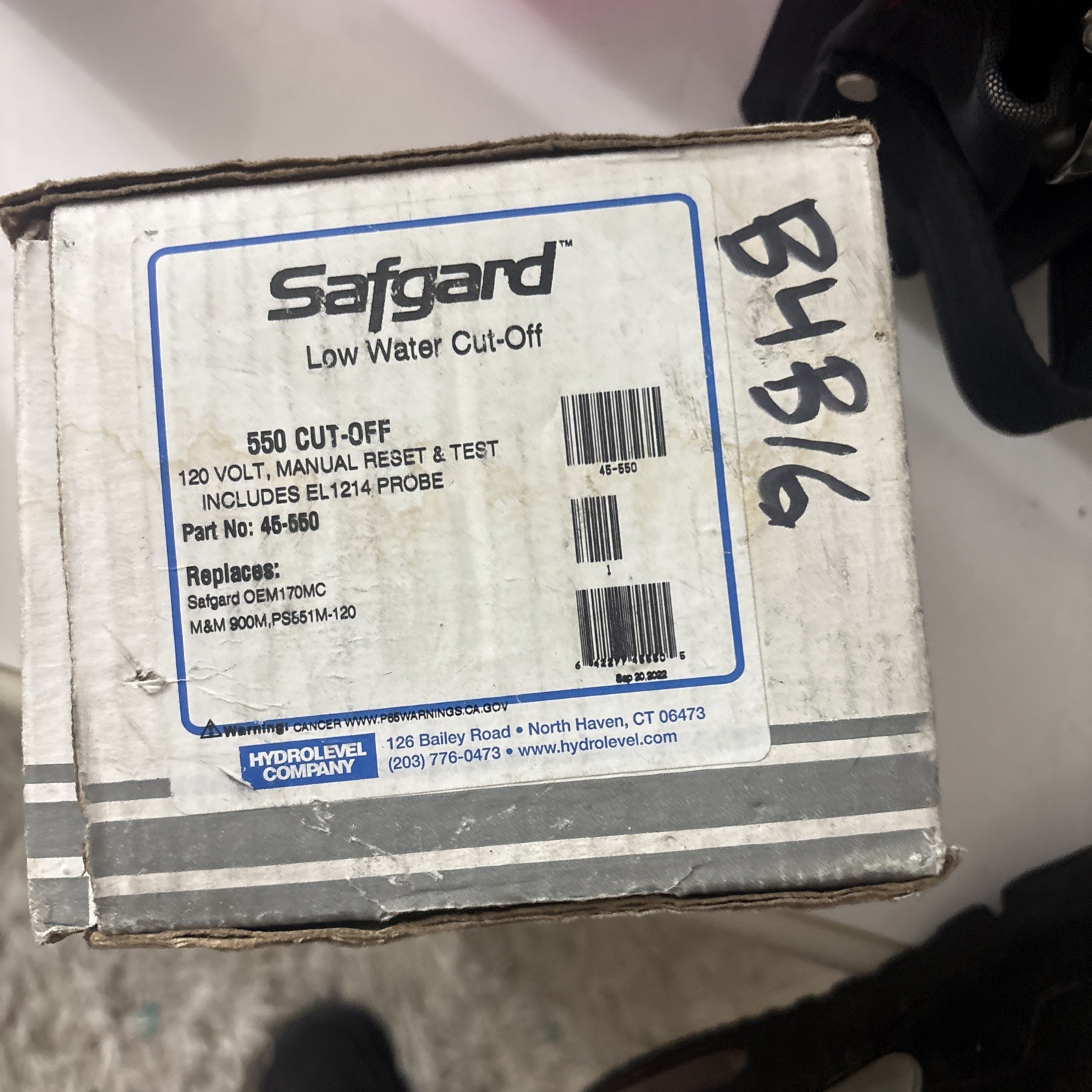 Hydrolevel Safgard 550 Low Water Cut-Off 120V Manual Reset Test 45-550