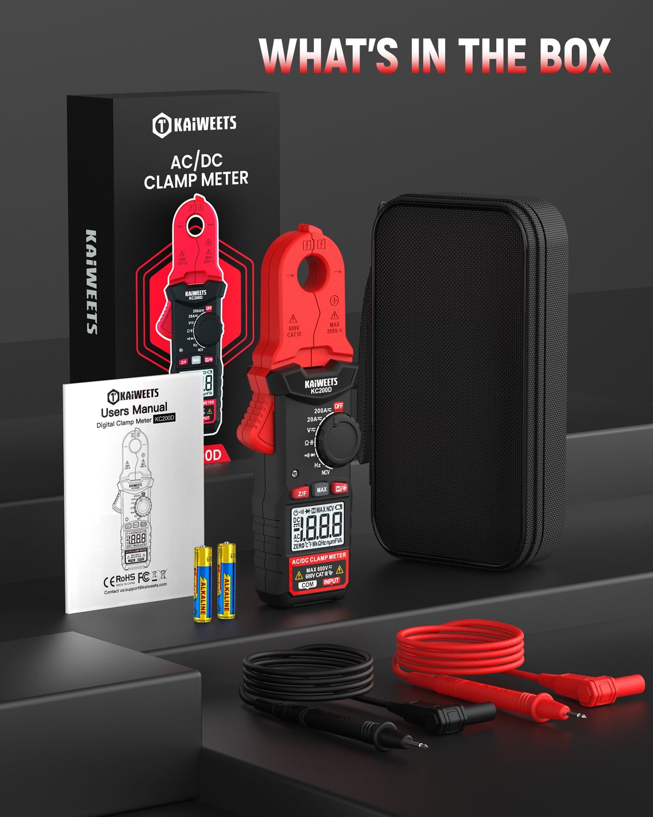 KAIWEETS Digital Clamp Meter with Round Jaw, Automotive Multimeter, NCV, 2000…