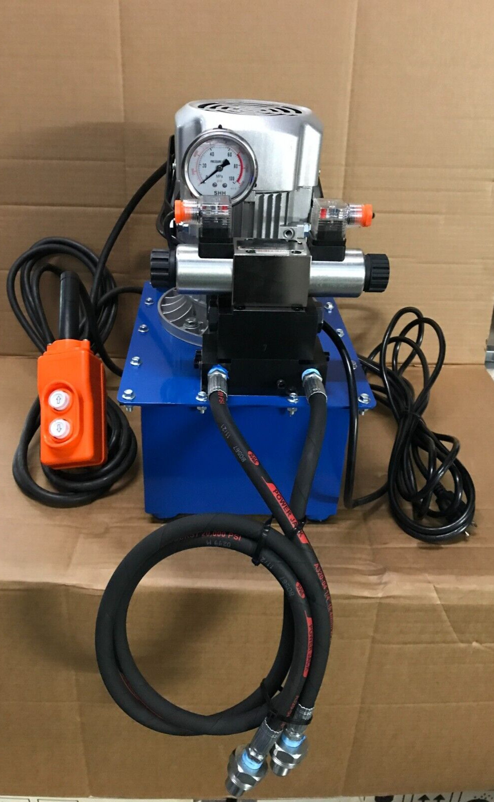 Electric Hydraulic Pump Double Acting Pump 5000 to 10000 PSI 8L Solenoid Valve