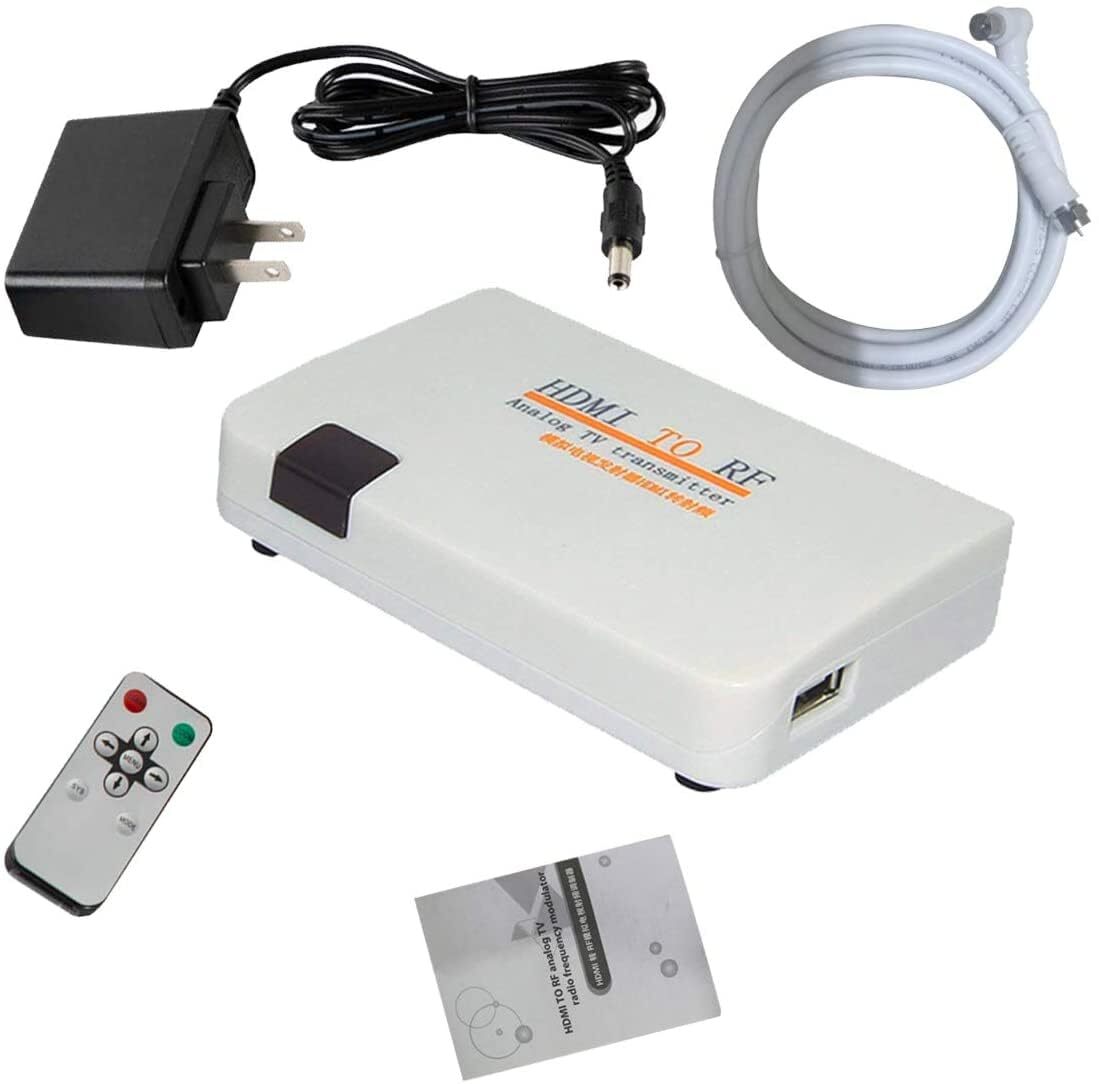 HDMI RF Modulator Coax Converter VHF Adapter w/Male F Type Cord for PS4 PS5 X…