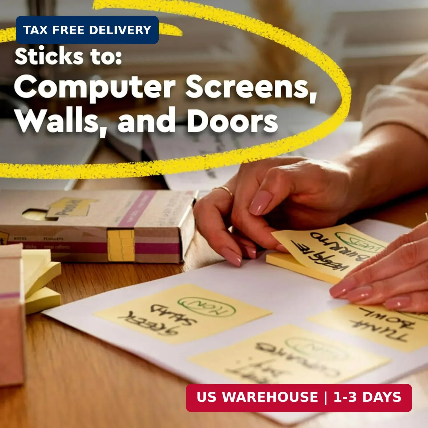 Post it Super Sticky Notes 3×3 Canary Yellow 5 Pads 70 Sheets 2X Sticking Power