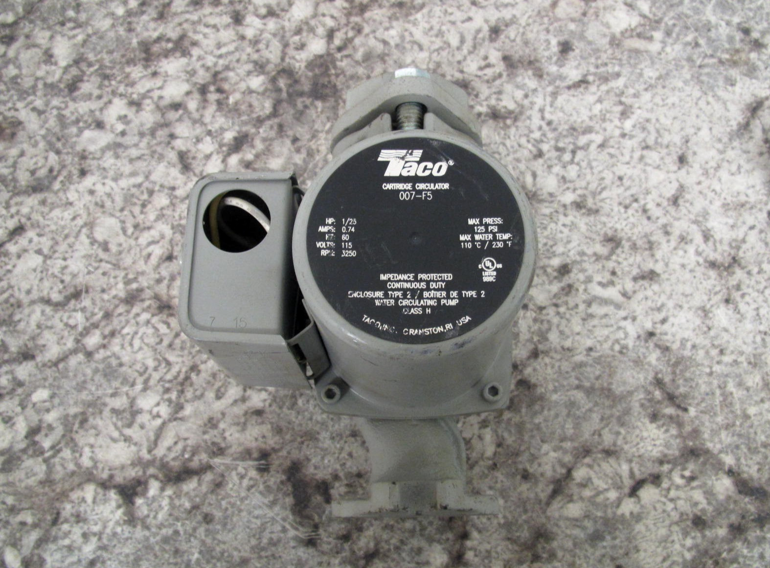 Taco 007-F5 1/25HP 115V Cast Iron Cartridge Circulator Pump Used Free Shipping