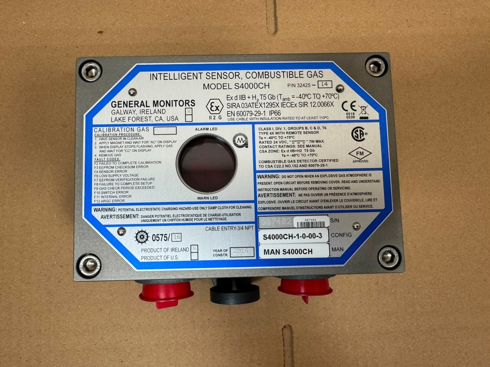 General Monitors / Intelligent Sensor, Combustible Gas / S4000CH / 32425-14