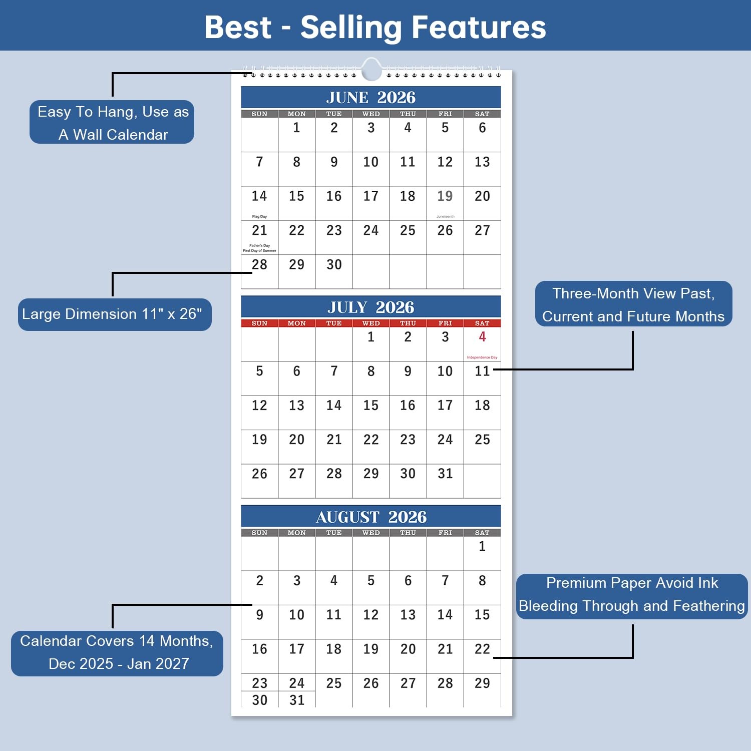 2026 Wall Calendar – 3 Month Vertical 2026 (Folded in a…