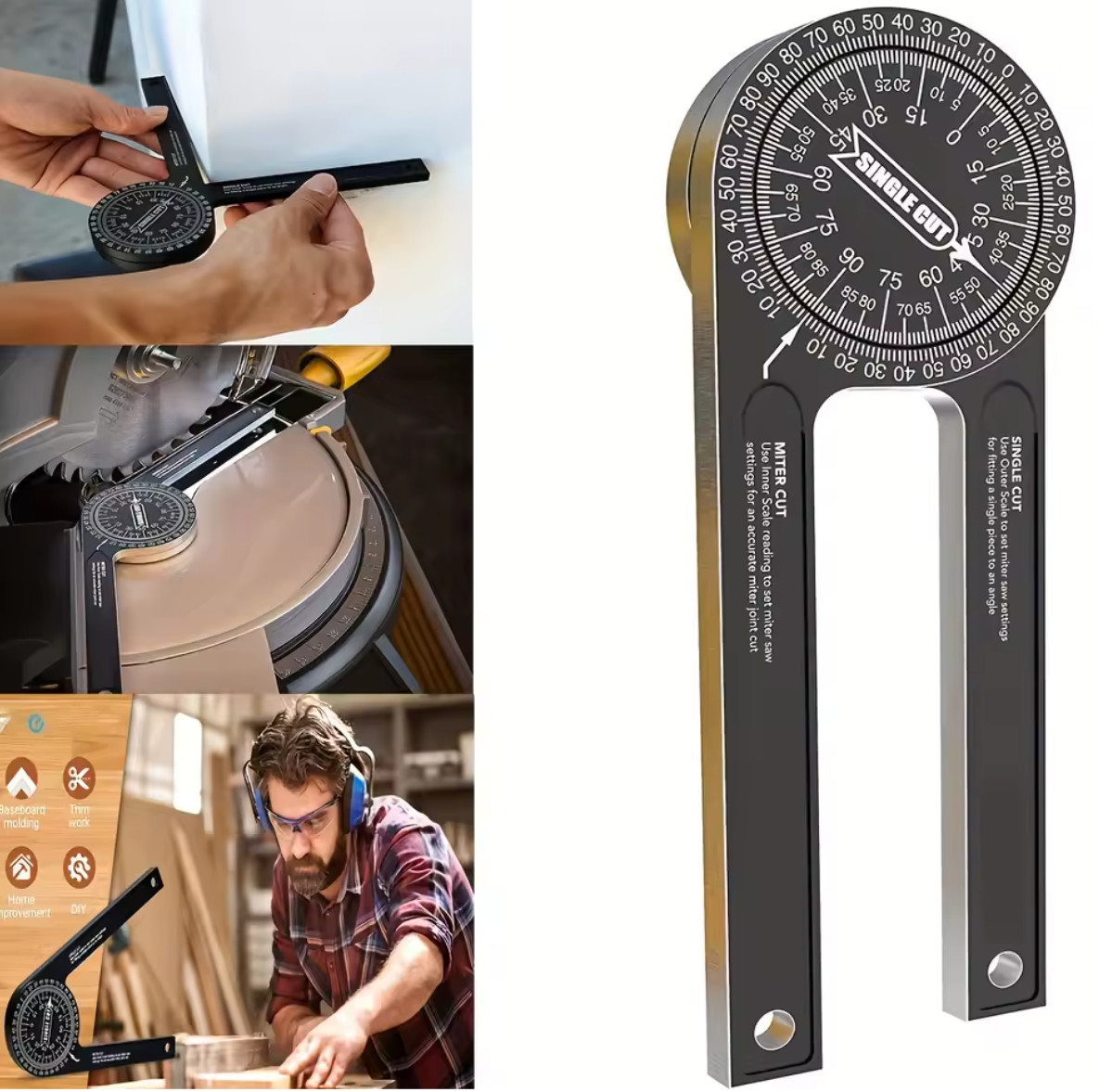 Aluminum Miter Saw Protractor | 7-Inch Rust Proof Angle Finder Featuring