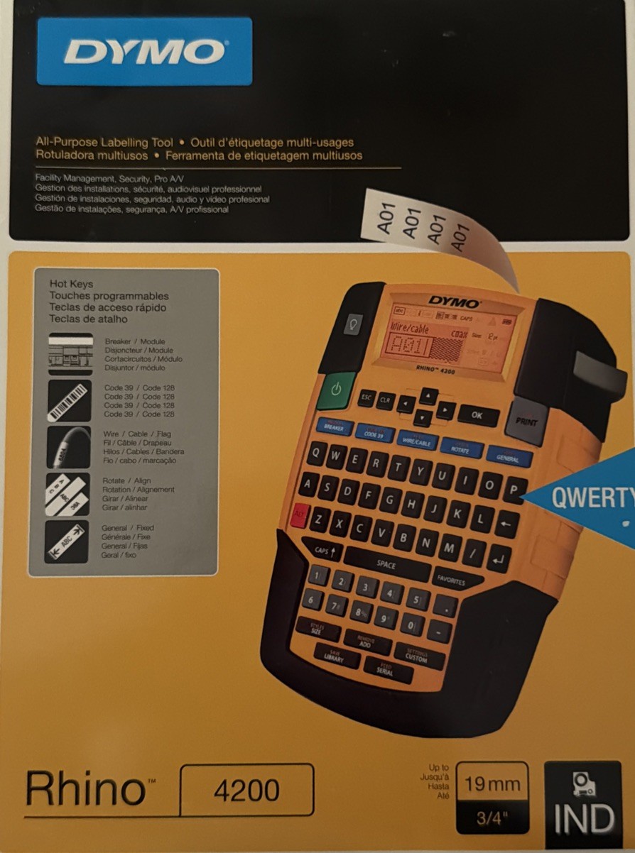DYMO Rhino 4200 Industrial Label Maker Handheld – Hot Keys, Heavy-Duty Labeling