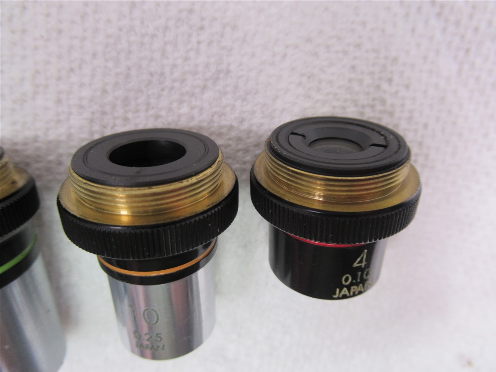 Vintage Olympus Microscope Objective Lens Lot 4x 10x 40x 100x Oil Japan RMS CH