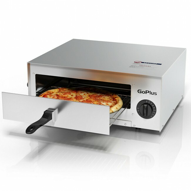 Commercial Kitchen Countertop Pizza Oven Electric Stainless Steel Pan Timer Home