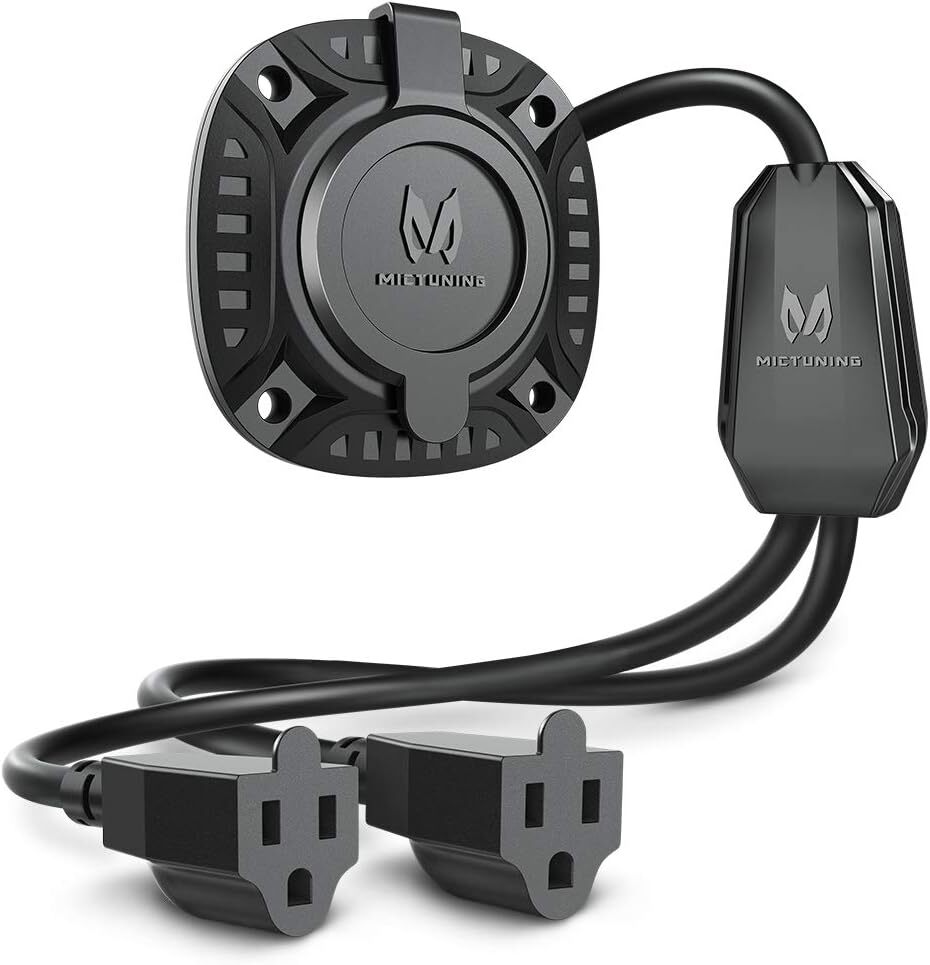 15A 250V AC Port Plug RV Power Shore Inlet Socket, Dual 18″ Integrated Extension