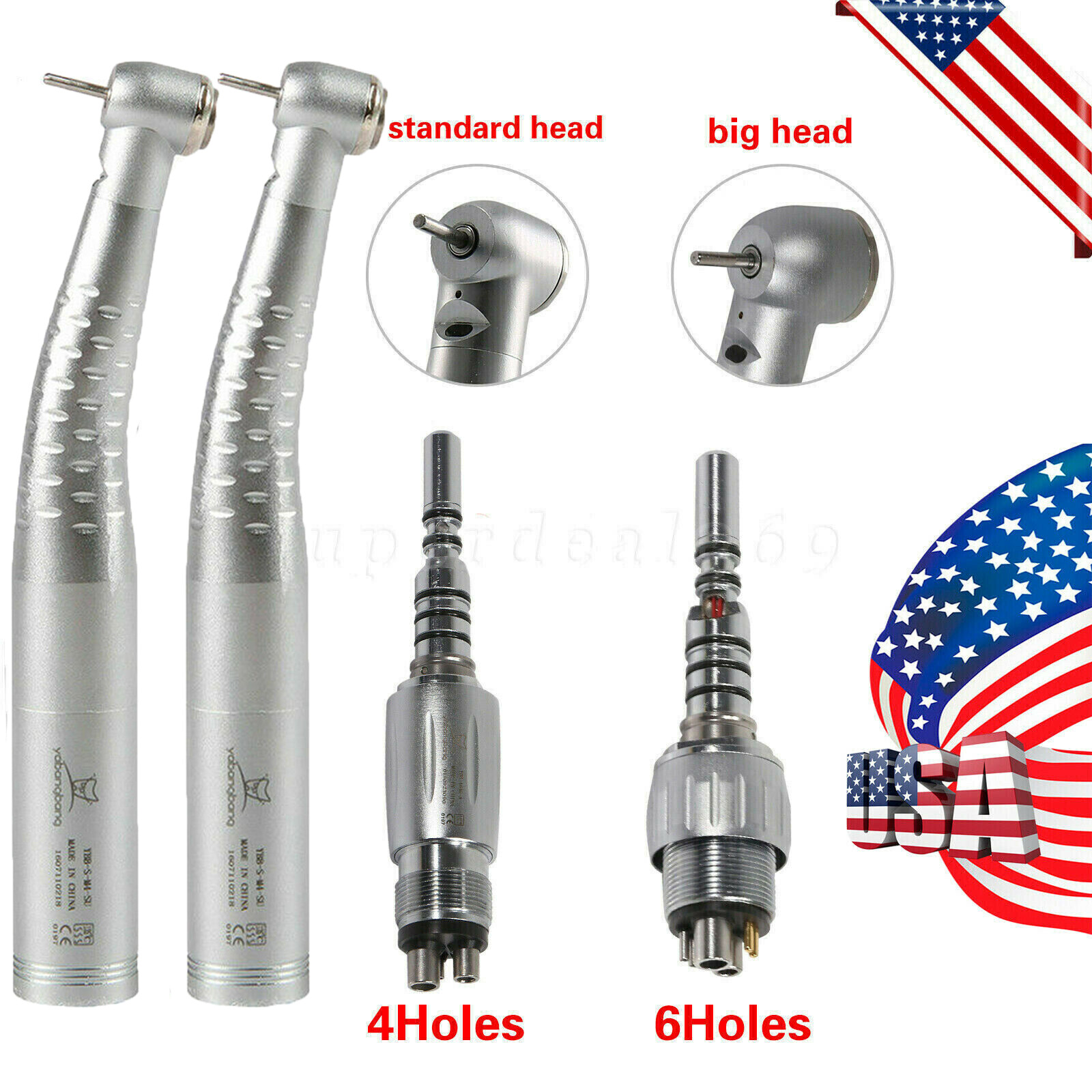 Dental Fiber Optic LED High speed Handpiece / LED Coupler 4Hole/6Hole Swivel US