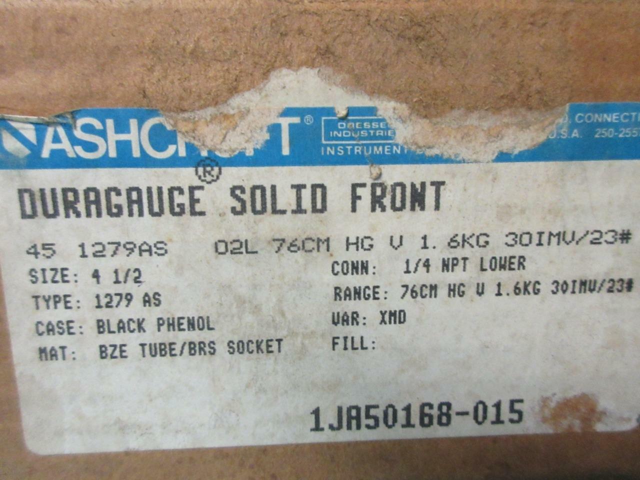 ASCROFT DURAGAUGE 4.5-1279-AS-02L-76CM HG V 1.6KG 30IMV/23 4.5″ PRESSURE GAUGE