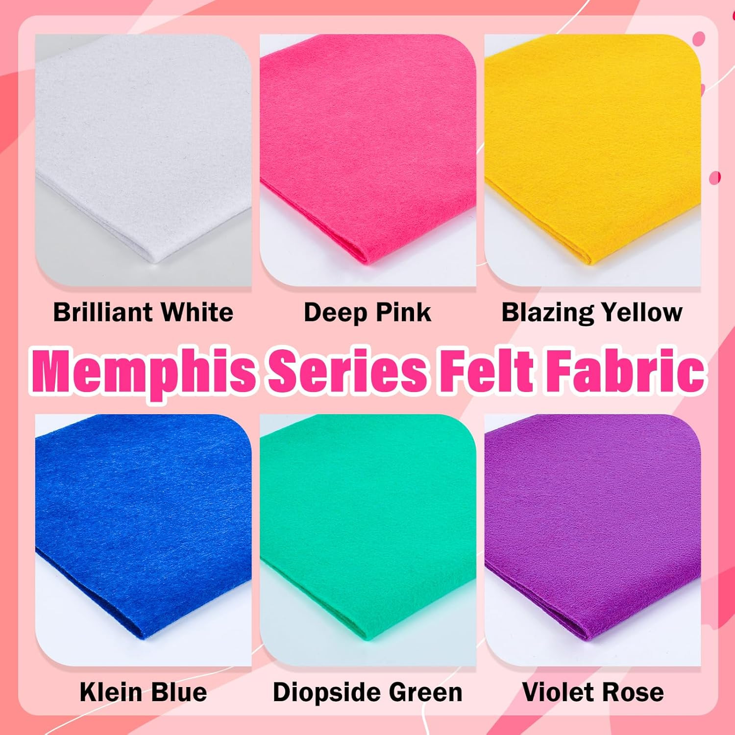 6 Rolls 12″X35″ 1.4Mm Thick Soft Felt Fabric Sheet 6 Assorted Memphis Series Col