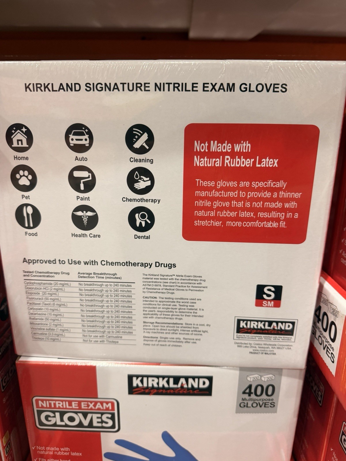Kirkland Signature Latex-Free Nitrile Exam Gloves, Small, 400 (2×200 Count) Box