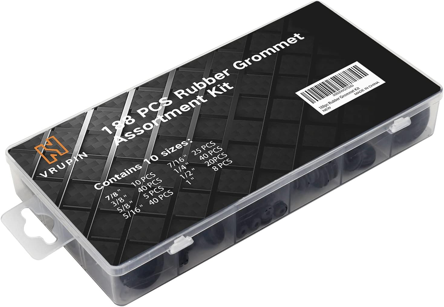 188 Pcs Rubber Grommets Kit – Rubber Washers for Wiring – 10 Different Sizes(1/4