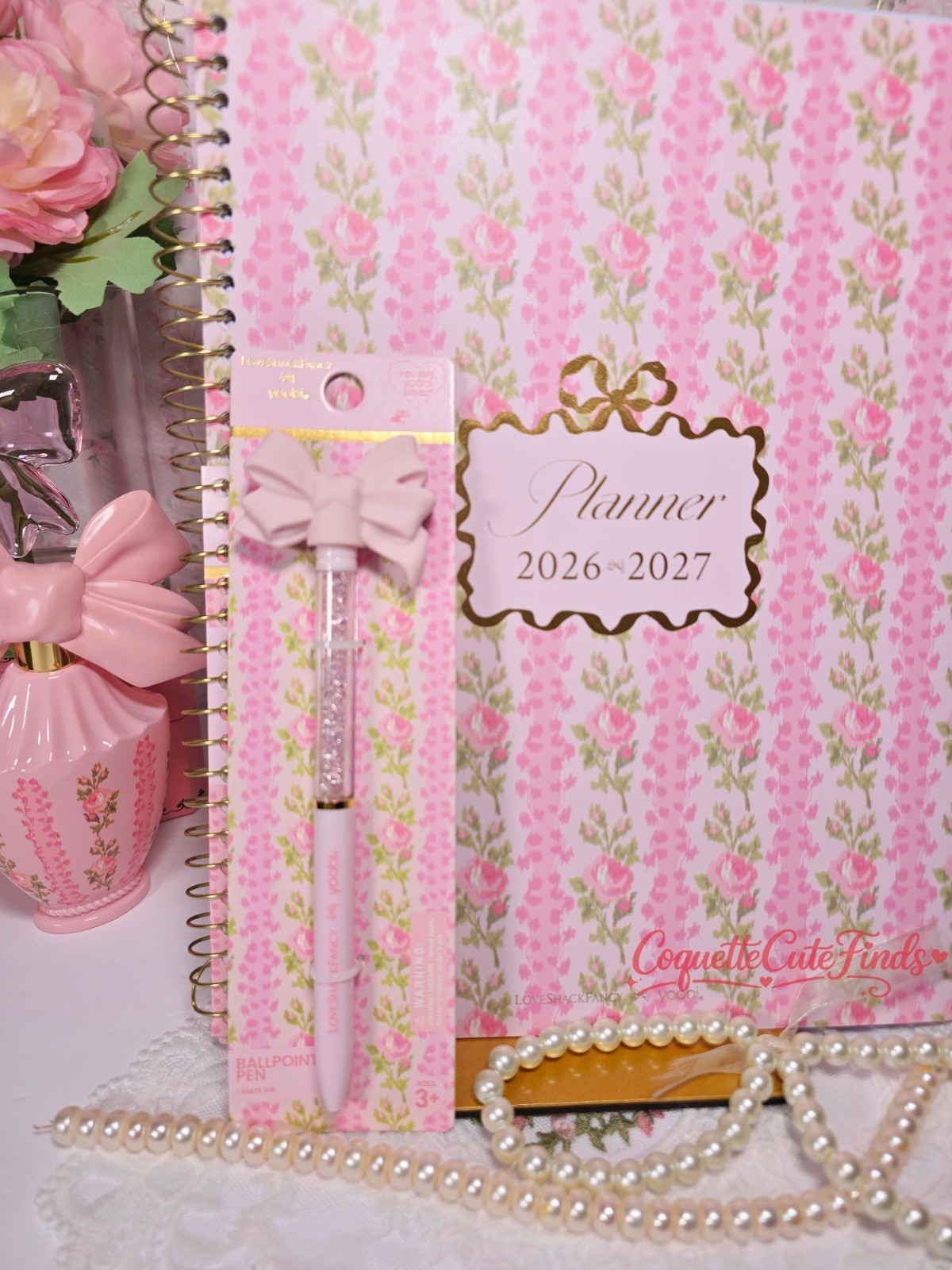 LoveShackFancy x Yoobi 2026-2027 Planner + Matching Bow Pen Set NWT SOLD OUT