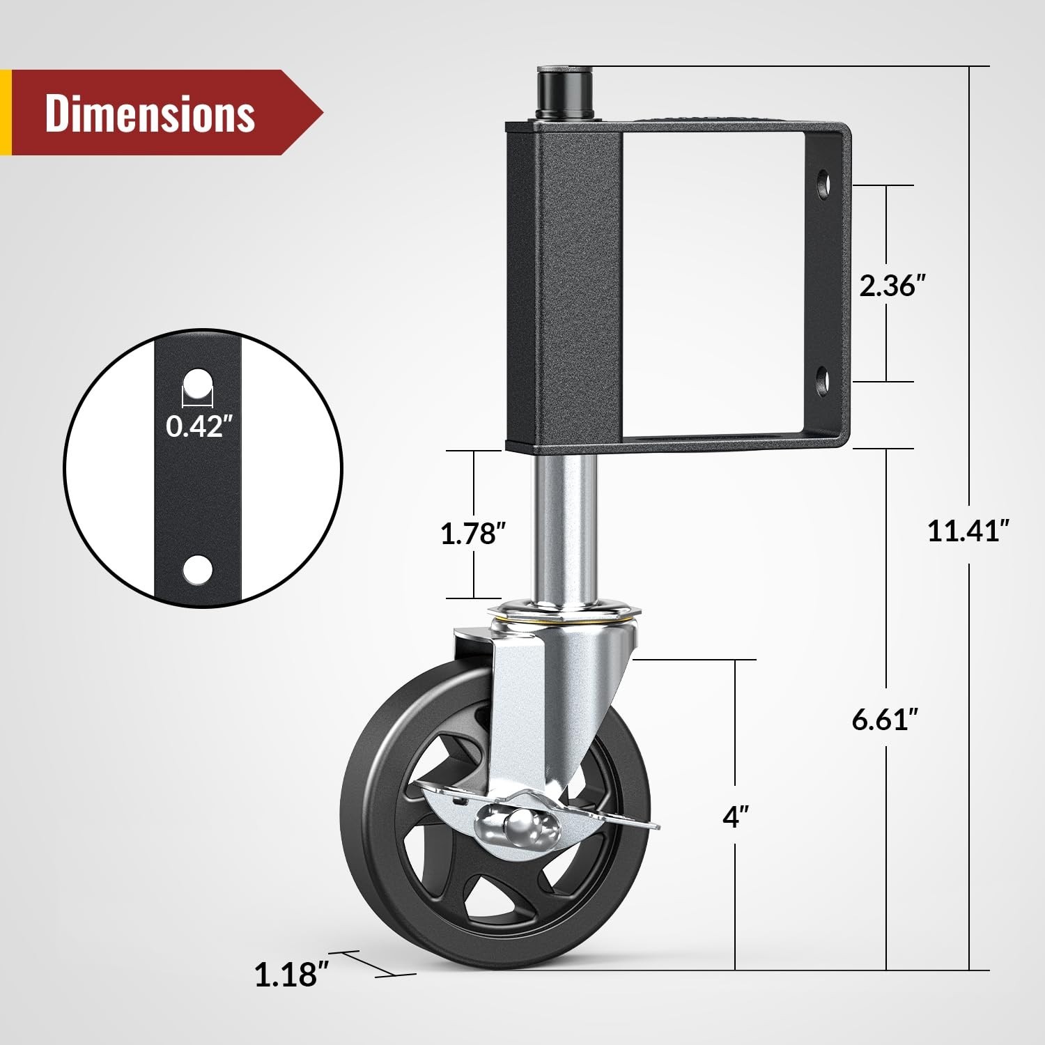 Heavy Duty Gate Caster, Spring Loaded Gate Wheel, Swivel Gate Caster Wheel 220LB