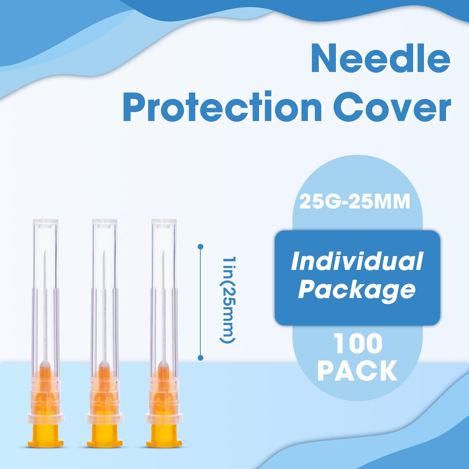 25 Gauge 1 Inch Luer Lock Needle, Disposable Dispensing Lab Supplies…