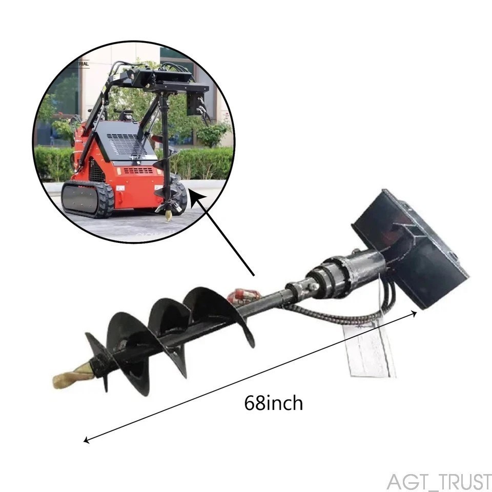 AGROTK 12″ Hydraulic Auger Attachment For AGT Mini Skid Steer|M-AG