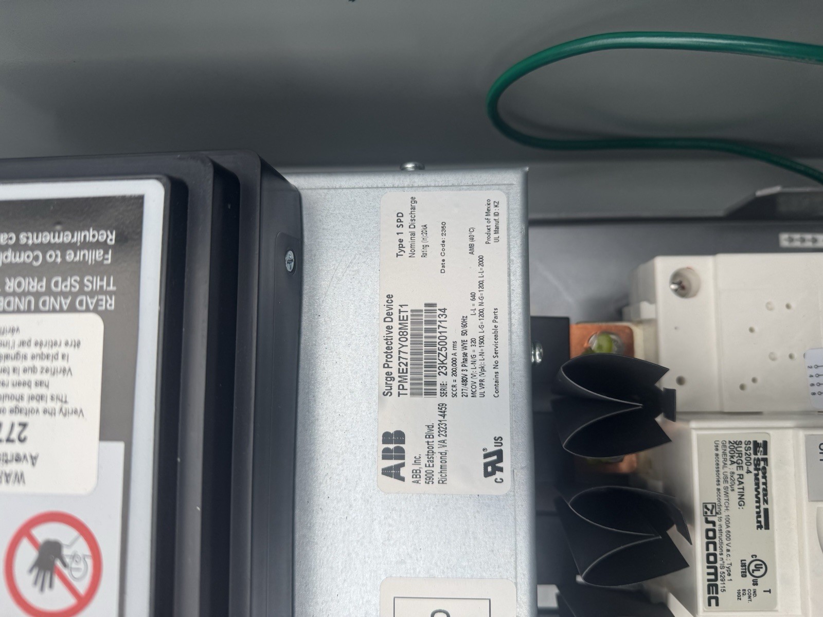 ABB Surge Protective Device 277 VAC 150 kA Surge Counter Status TPME277Y08WMNT1