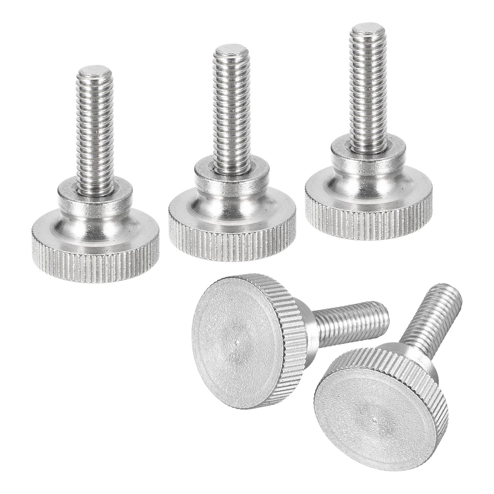 5pcs M6x20mm Knurled Thumb Screws 304 Stainless Steel Flat Knurled Thumb Screws