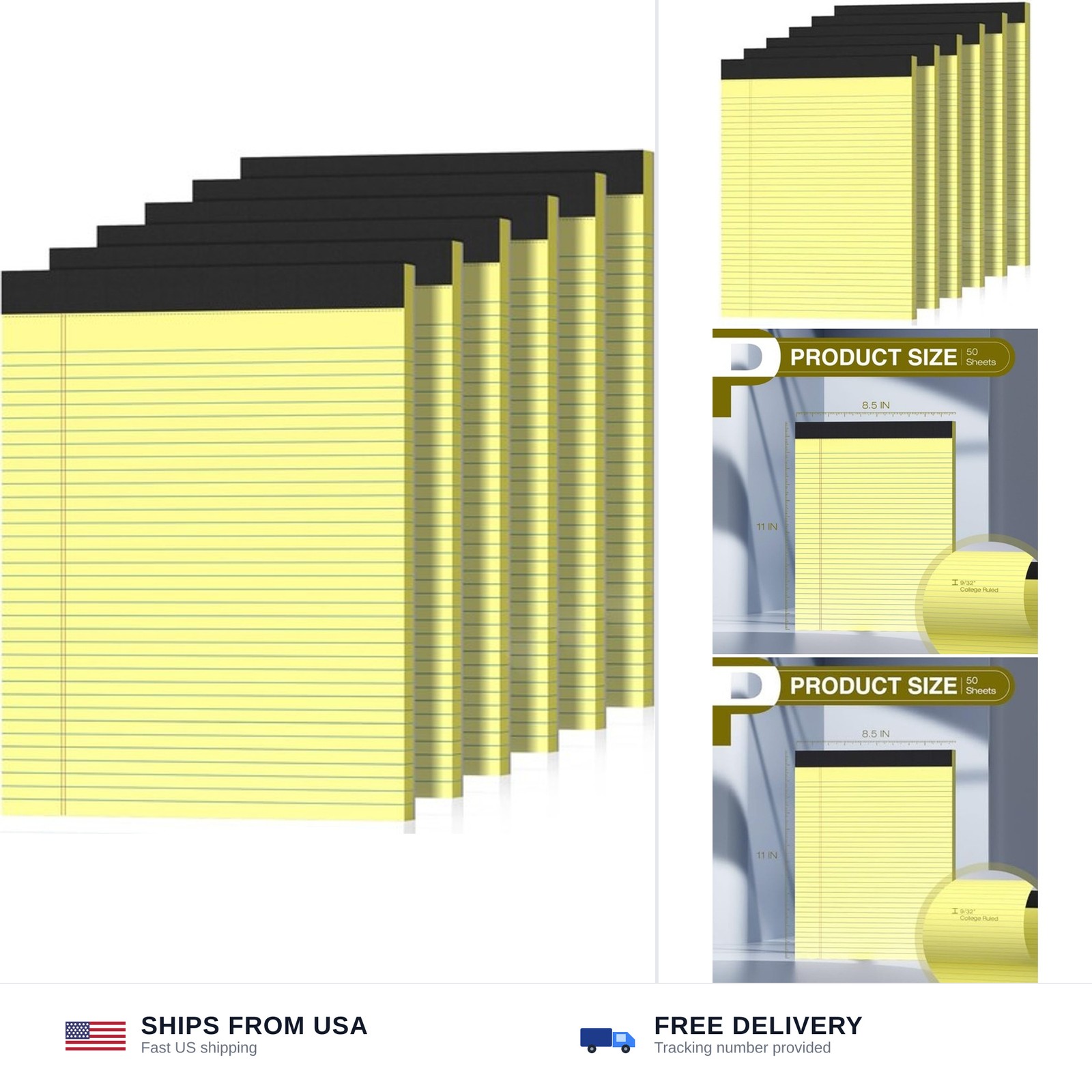 6 Pack Legal Pads 8.5″ x 11″ College Ruled Yellow Note Pads 8.5 x 11 Inch Mic…