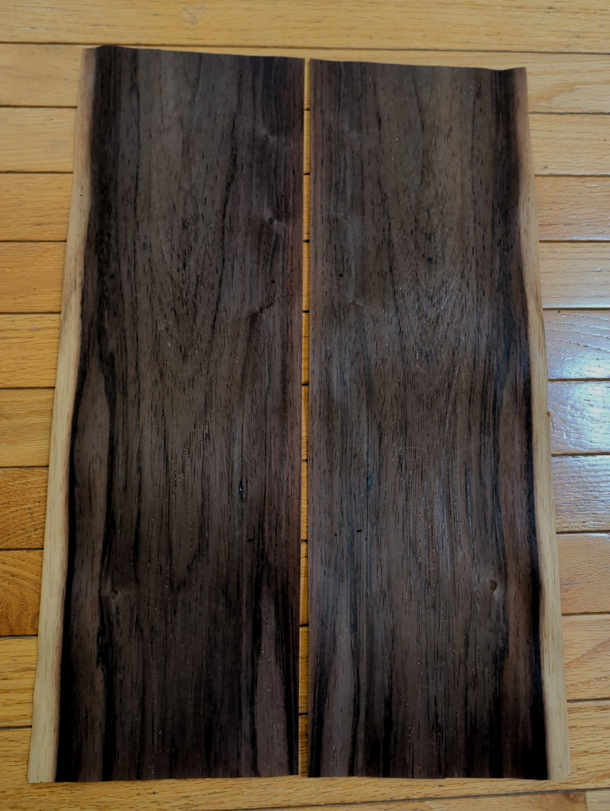 2 pieces of rosewood veneer 21 1/8″ x 7″ each raw buckled! old 1/42