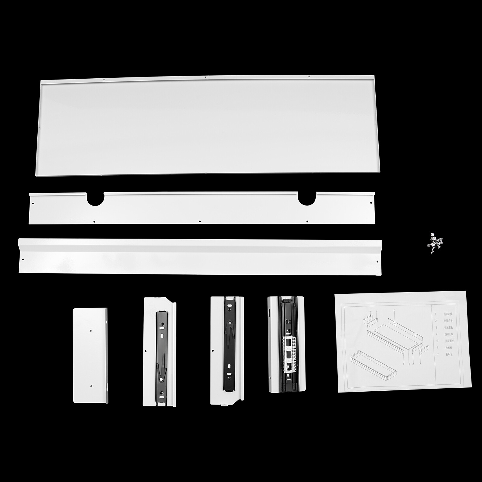 33in White Space Saver Sliding Under Desk Storage Drawer Pull-out Drawer White.
