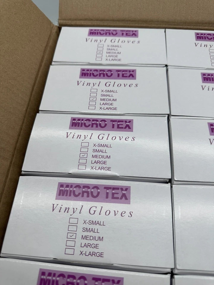Microtex Vinyl Gloves Powder Free 100 Gloves Per Box Size Medium