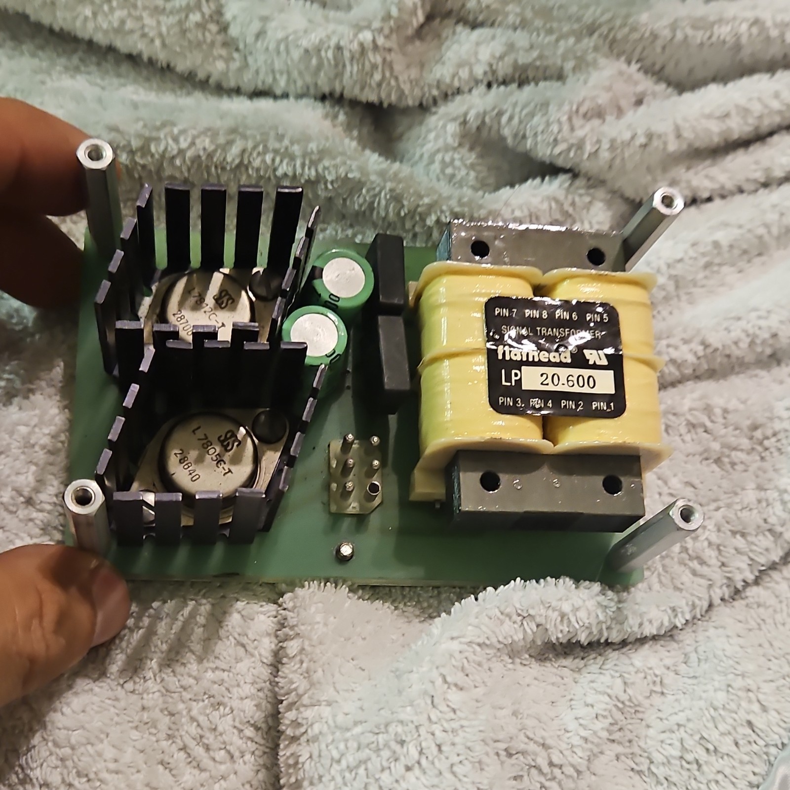 Flathead LP 20.600 Signal Transformer Yellow Black Mounted Circuit Board