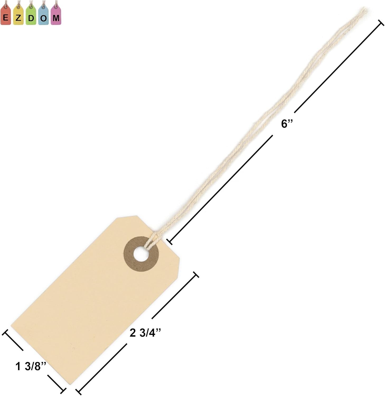 Manila Tags with String Attached – 2 3/4” x 1 3/8” Box of 250 Small Blank 13p…