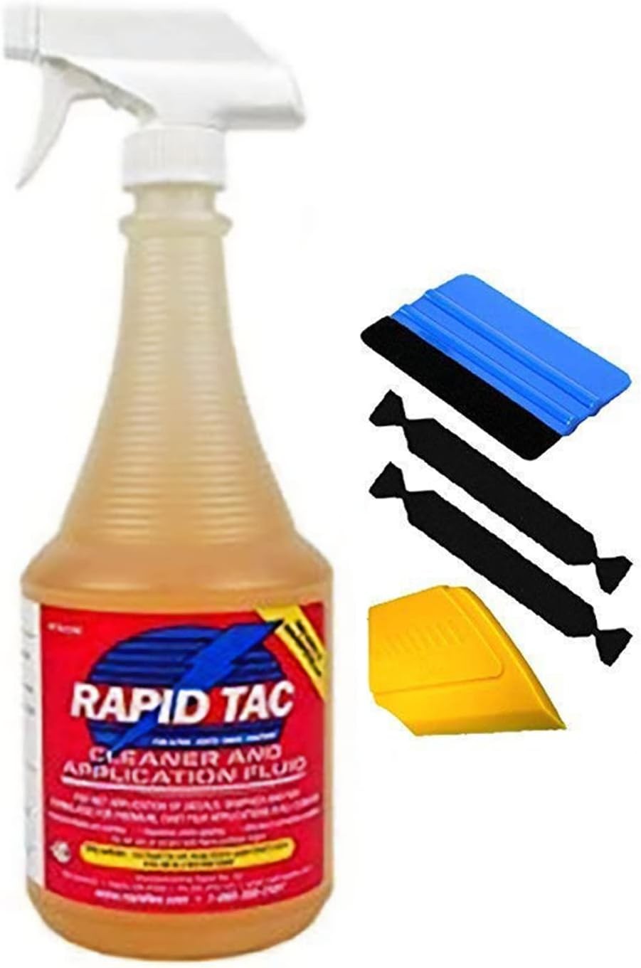 RapidTac Vinyl Wrap Application Fluid 32oz Spray Bottle 32 oz + tools, Yellow