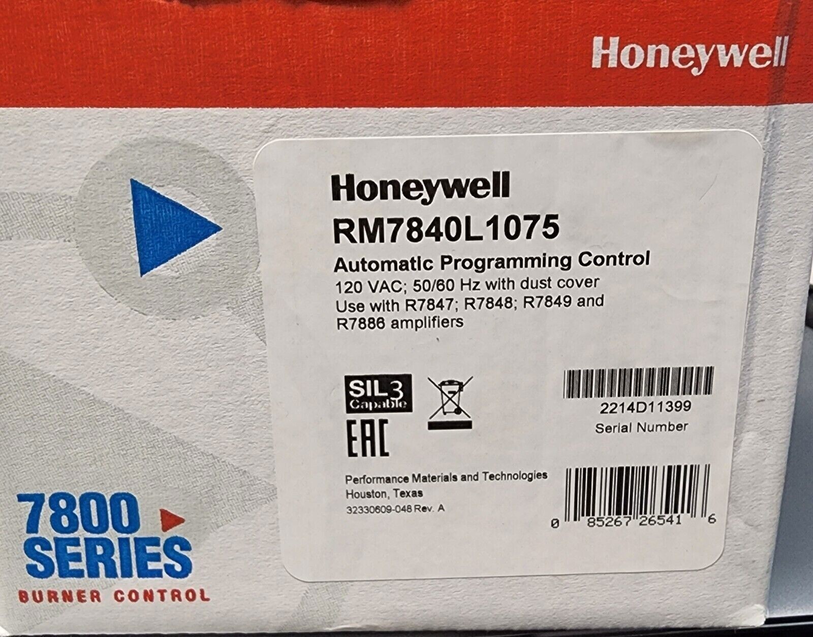 1 year warranty DHL New Honeywell RM7840L 1075 burner control RM7840L1075