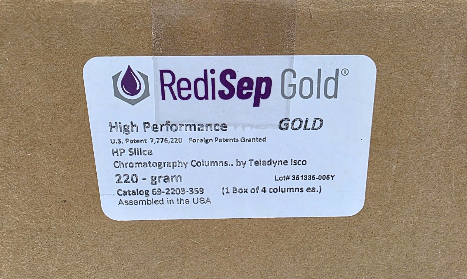 RediSep Gold High Performance Silica Gel Chromatography Flash Columns 220g PK /4