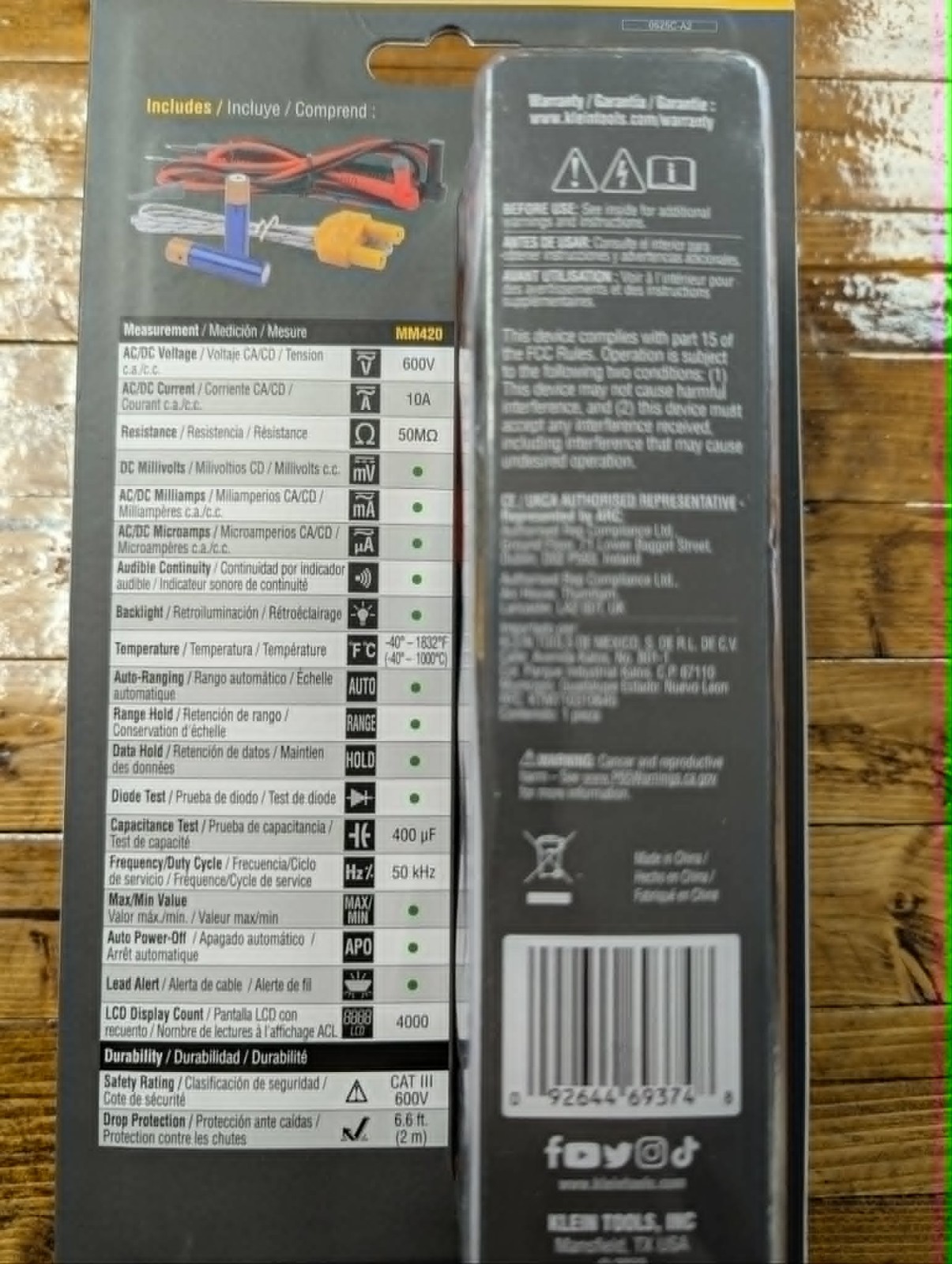 NEW-Klein Tools MM420 Digital Multimeter 600V AC/DC with Auto-Ranging TRMS