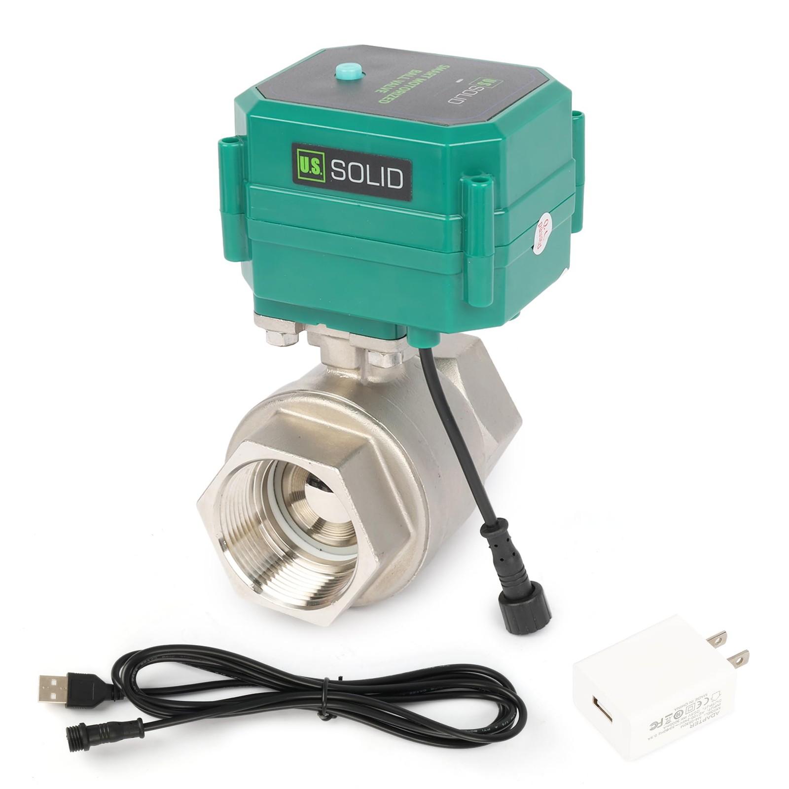 U. S. Solid Wifi Smart Motorized Ball Valve 1 1/2 in SS US Plug Manual Switch
