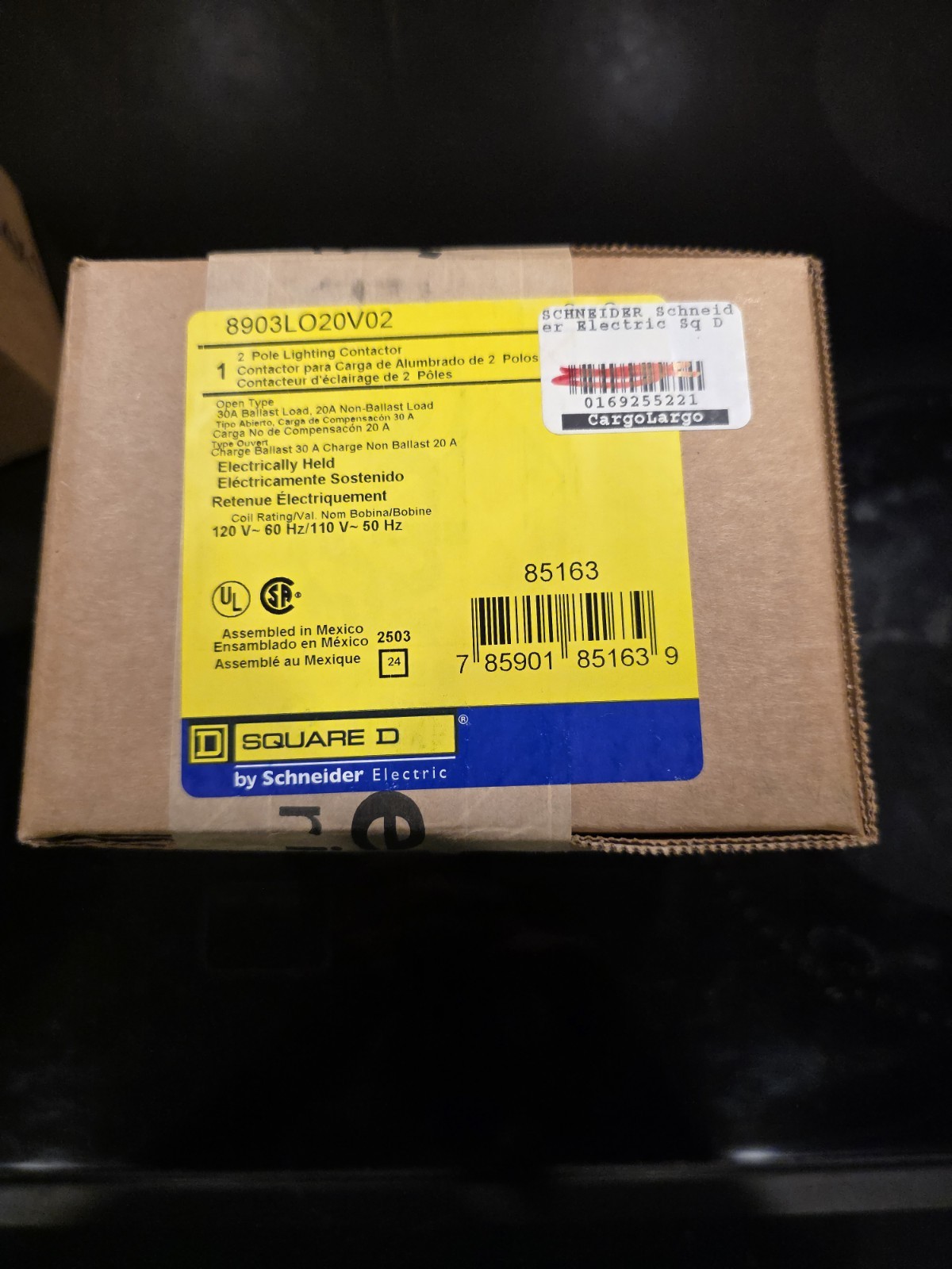 ​Square D 8903LO20V02 Lighting Contactor 2 Pole 30A 120V Electrically Held NIB