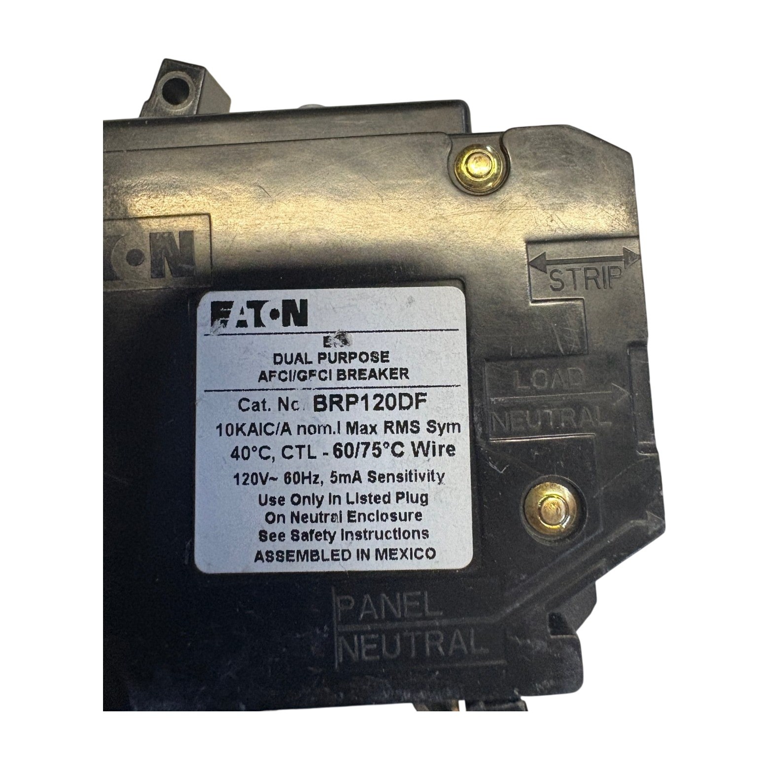 LOT OF 6 Eaton BRP120DF 20A 1-Pole 120V Dual Purpose Circuit Breaker *CHIPPED*
