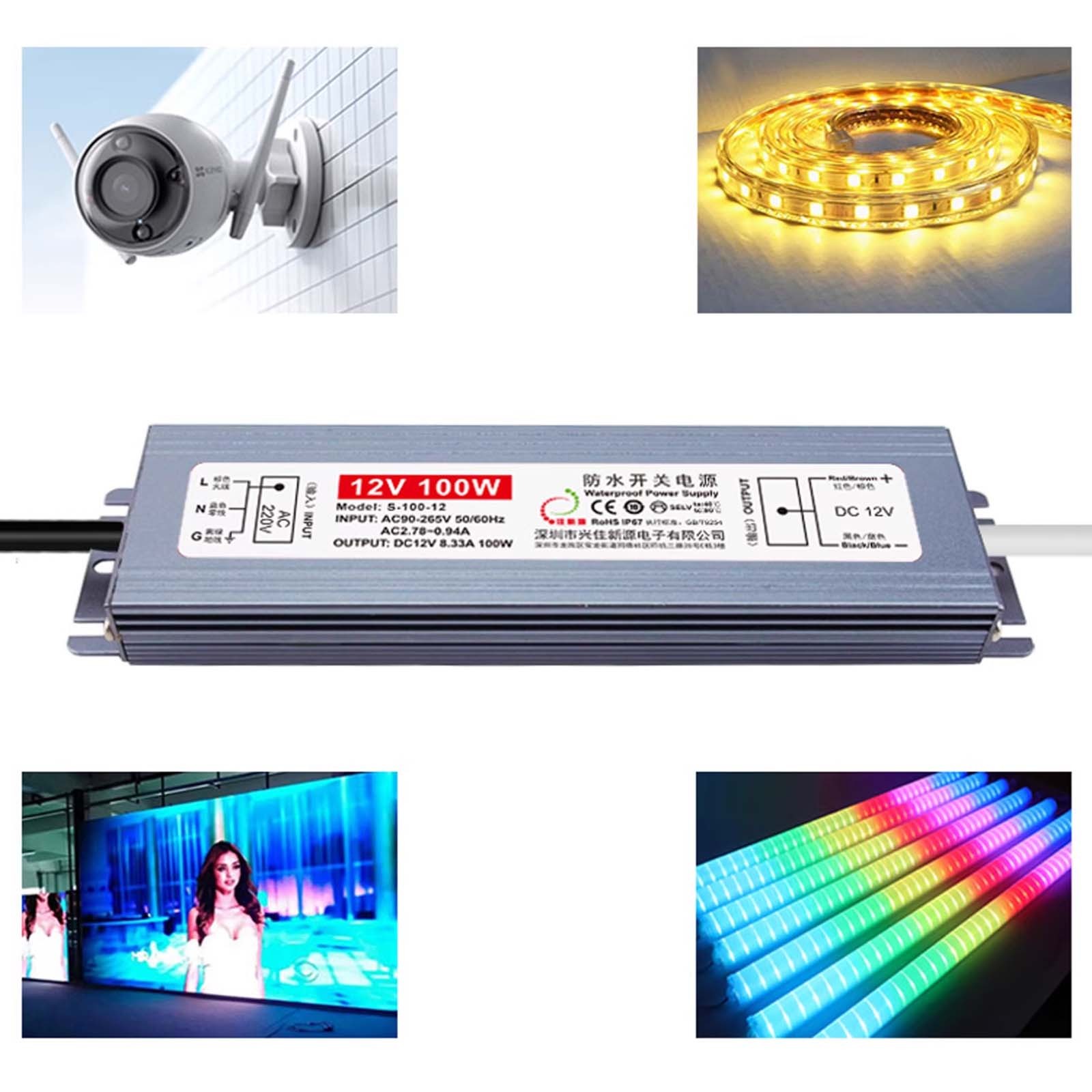 DC12V/24V/36V/48V LED Driver Power Supply Transformer Waterproof IP67 LED Strip