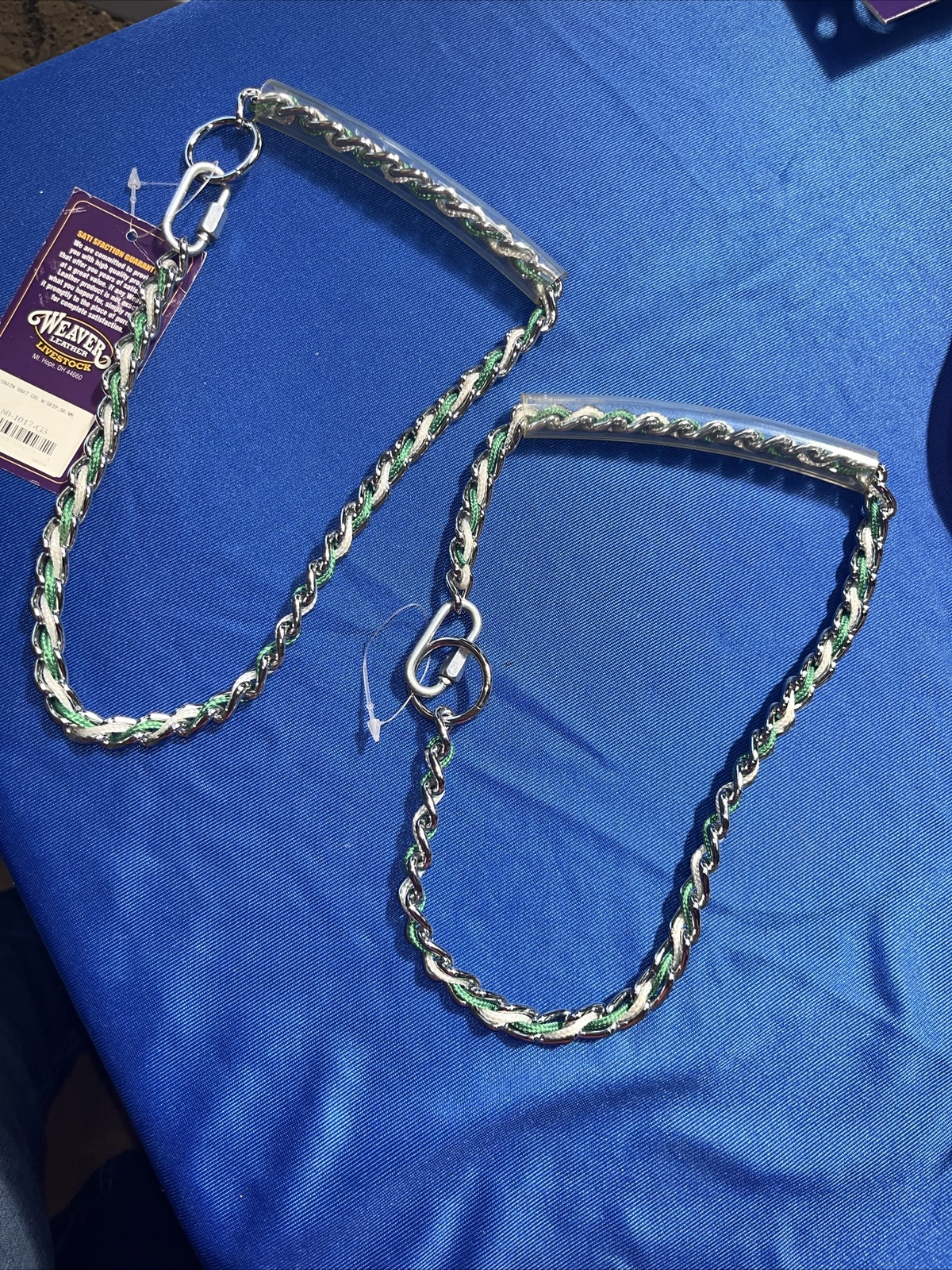 2- NEW Weaver Leather Chain Goat Collar with Rubber Grip Chrome Plated 24 Inch