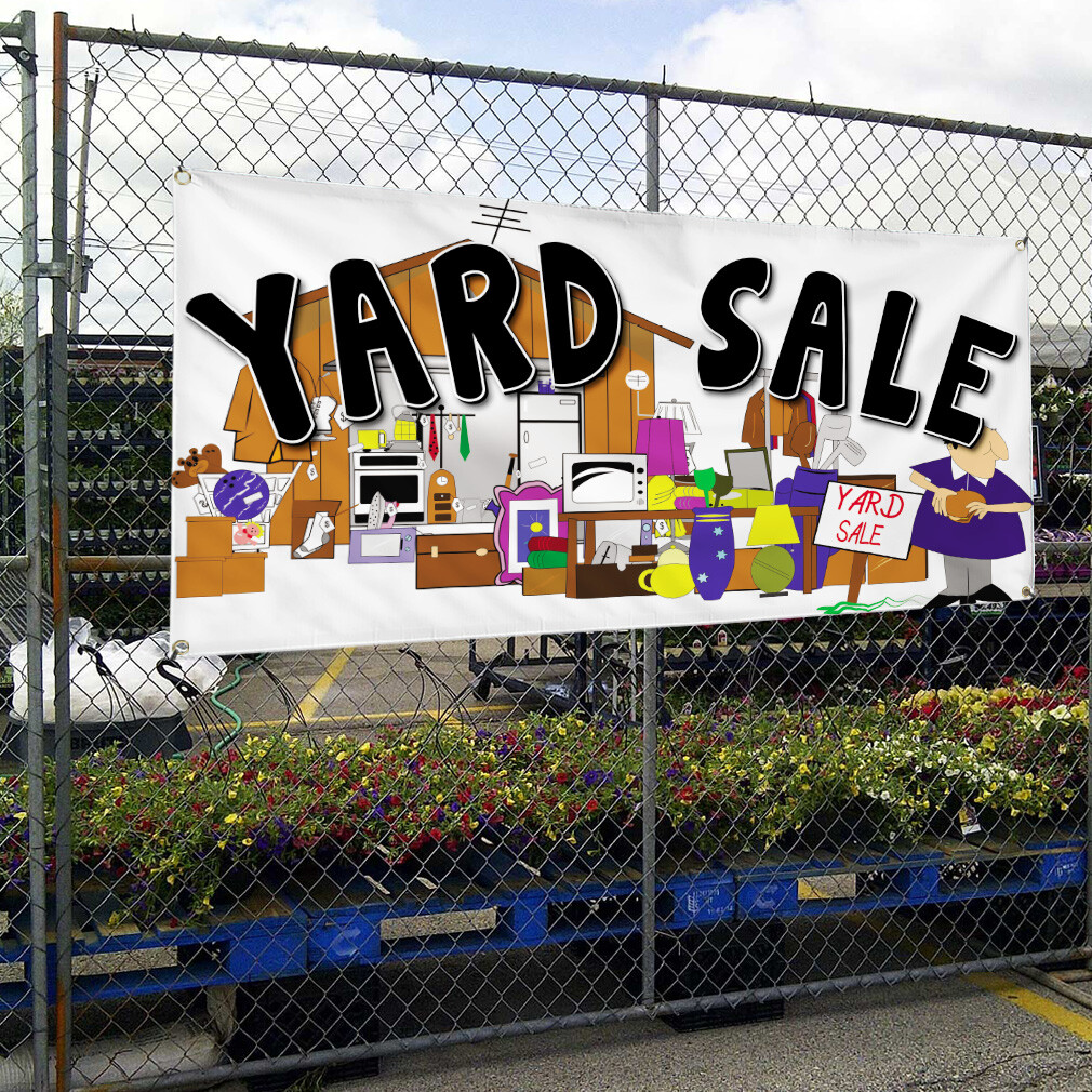 Vinyl Banner Multiple Sizes Yard Sale Business C Business Yard Sale Outdoor