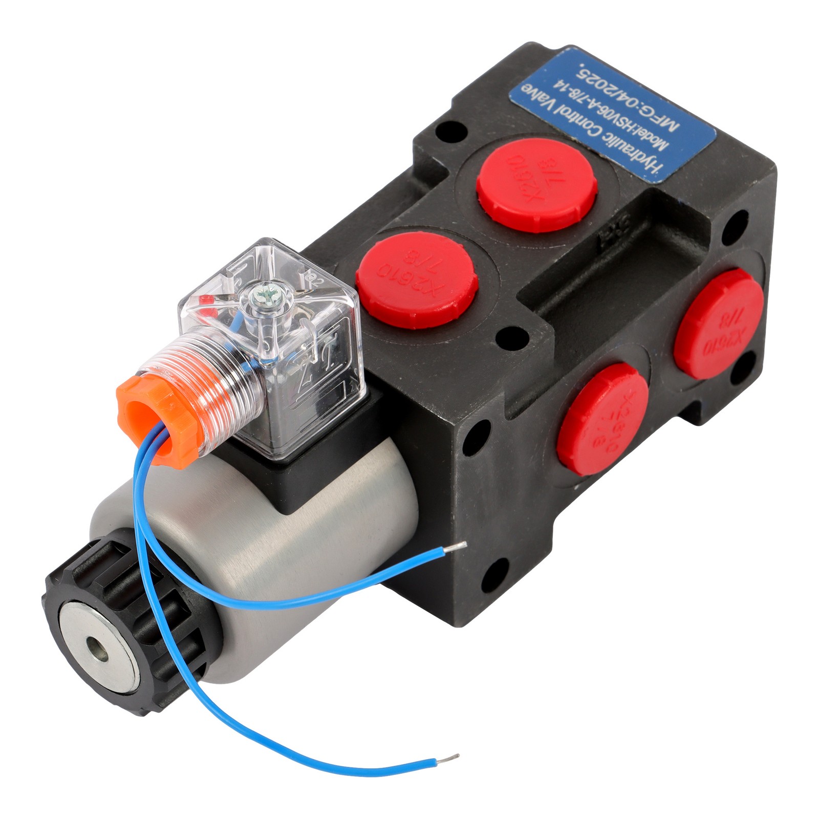 6 Port 12V DC Hydraulic Diverter Valve 13 GPM 25MPa 3 Connectors