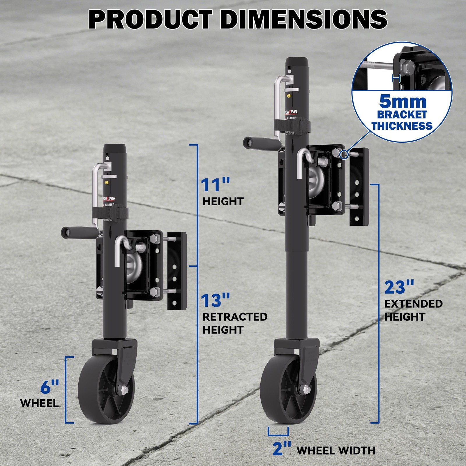 1200 lbs Trailer Jack with Wheel, 10″ Lift, Bolt On Tongue Jack for RV, Boat,…