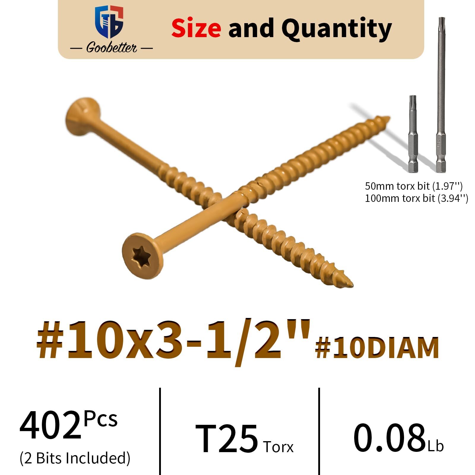 #8 #9 #10 Deck Screws T25 Torx Drive Self Tapping Wood Decking Fencing Screws US