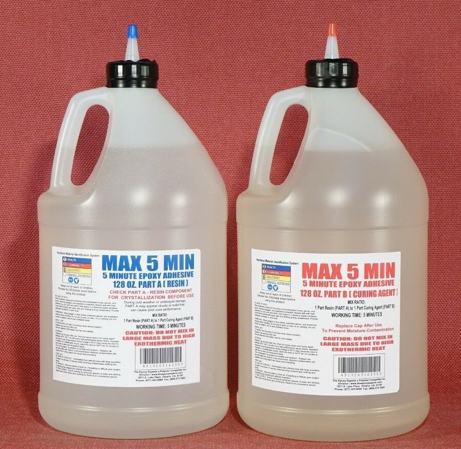 5 MINUTE EPOXY GLUE FAST SET TIME TOUGHENED & STRONG BULK LOW COST PER OZ -2 GAL