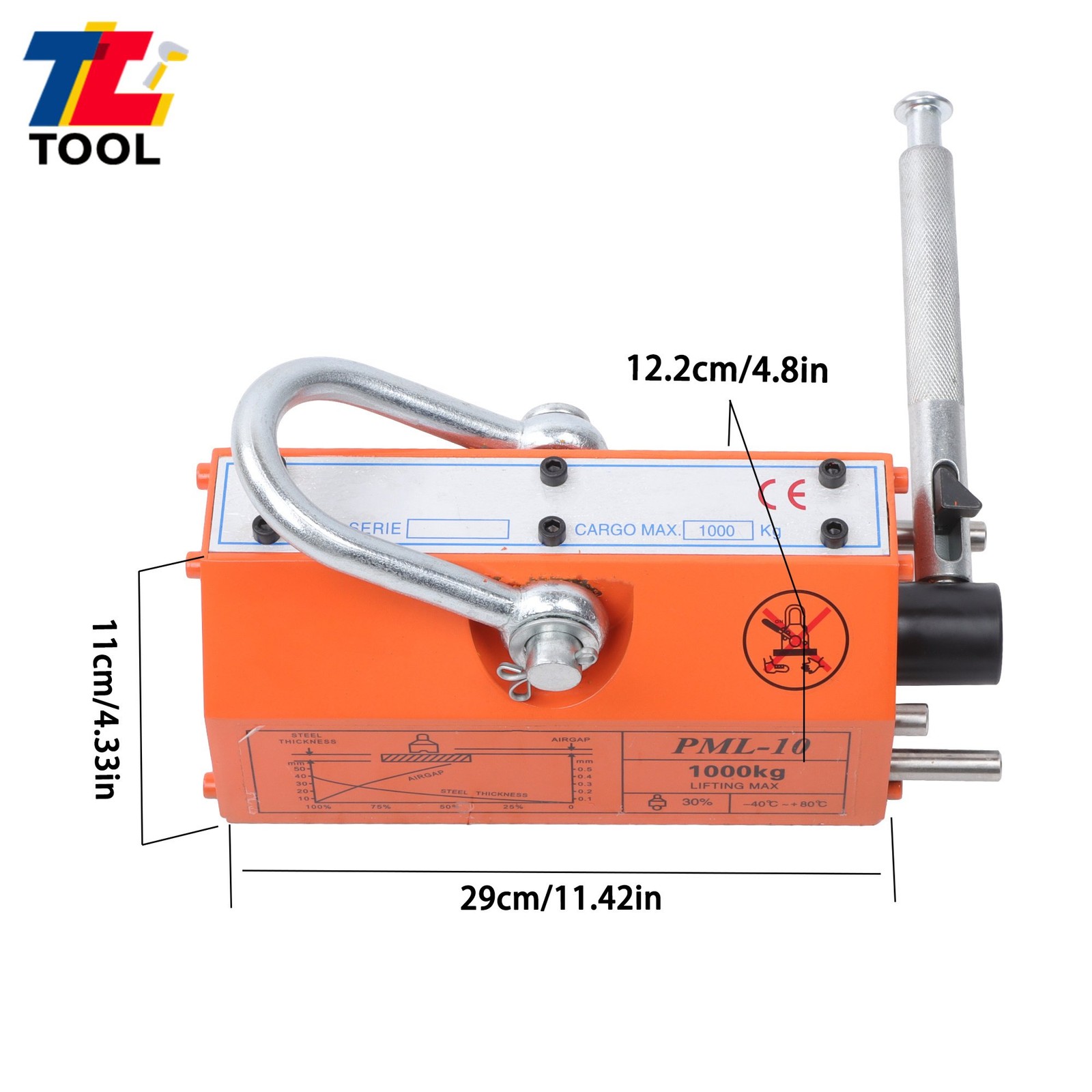2200Lbs/1000kg Magnetic Lifter Lifting Magnet 2 Safety Factor Neodymium Hoist