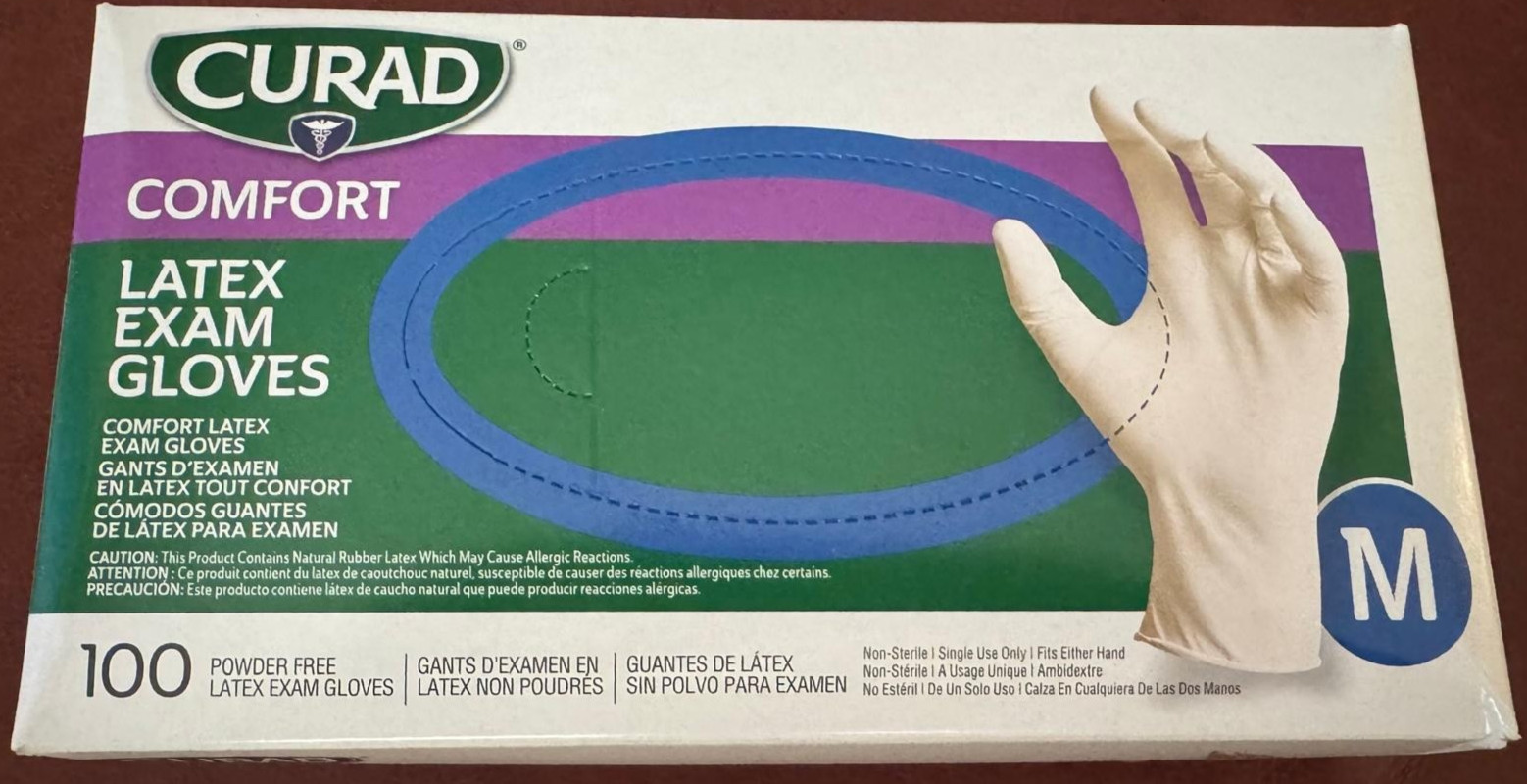 Latex Exam Gloves Medium M Powder Free Disposable Non Sterile 100 Count Cream